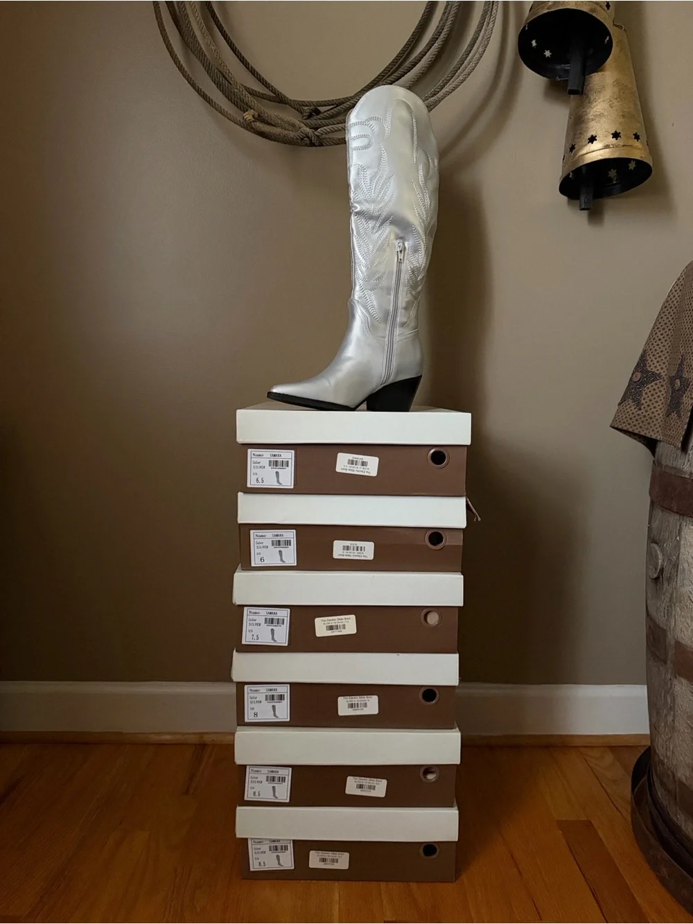 Silver Over-the-Knee Western Boots for Women